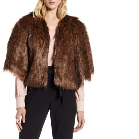 Halogen Faux Fur Capelet - Picture 1 of 8